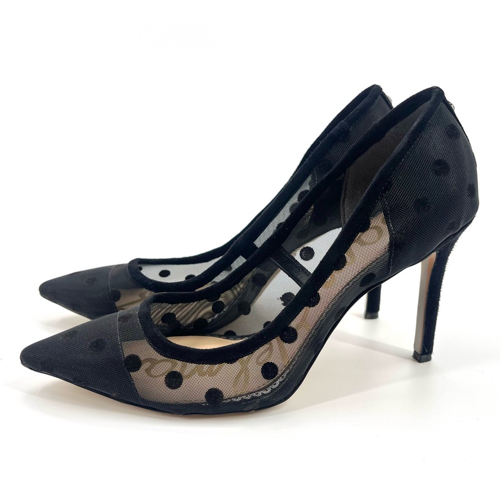 Sam Edelman Black Mesh Polka Dot Heels